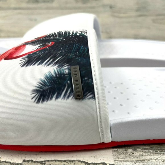 Ted Baker Sauldi 2 Slides Rubber Soles White Red Flamingo Men's Size US13/EUR46. - Picture 6 of 12
